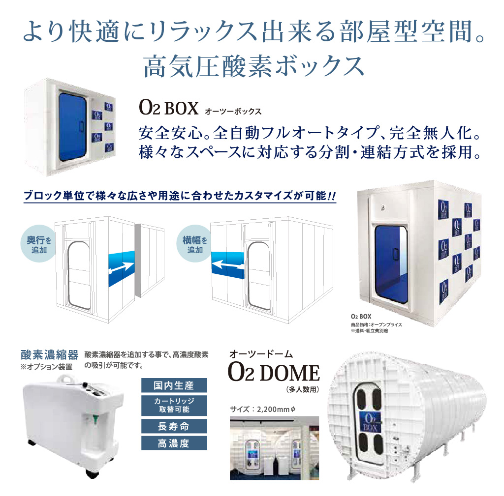より快適にリラックス出来る部屋型空間。高気圧酸素ボックス