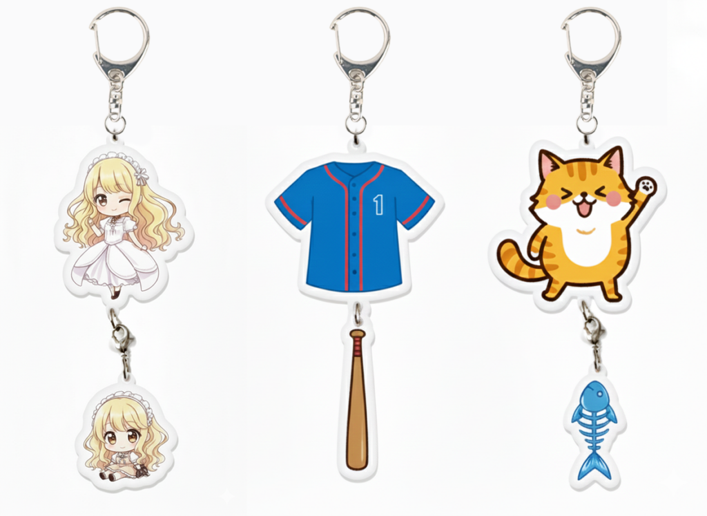 連結アクリルキーホルダーの製品例